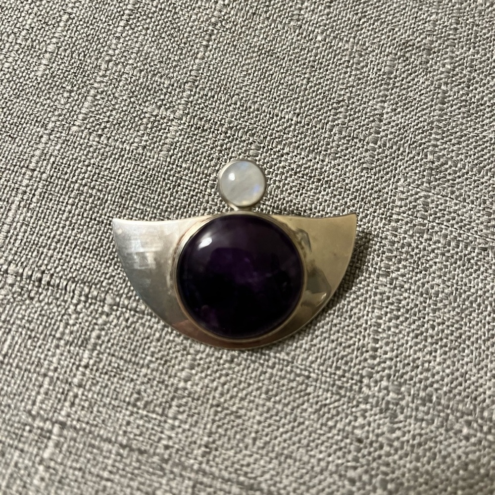 925 Silver Pendant with Amethyst and Opal